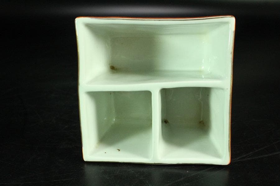 中国美術 色絵山水画 文房具 器 時代物(K-A865)