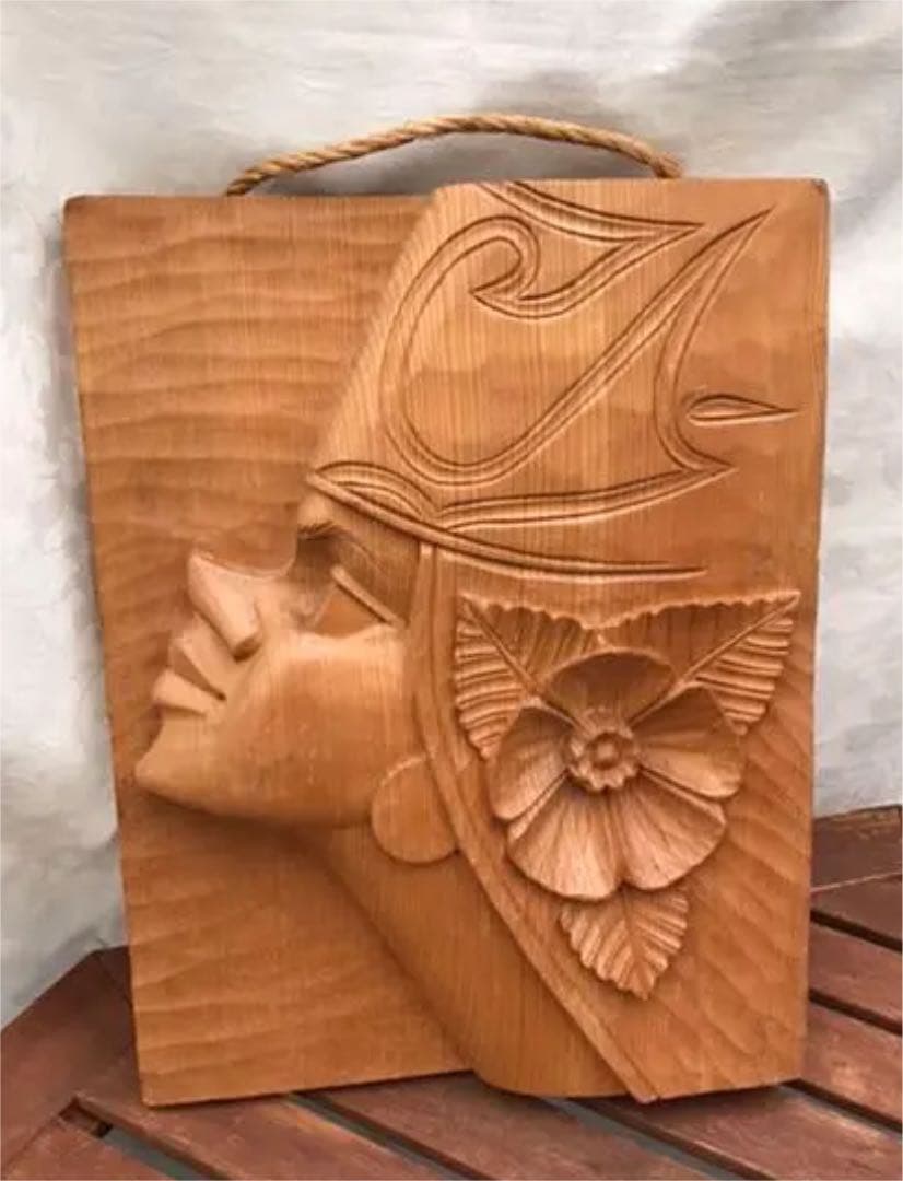 アイヌ 木彫り 特大 アイヌ彫り 壁掛け 木彫 - メルカリ