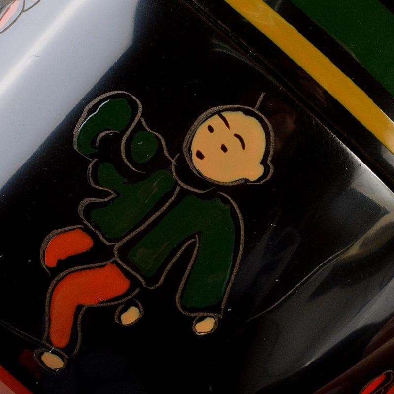 茶道具　中谷秀斉作　牛の背童子絵　中棗　共箱　V　6586