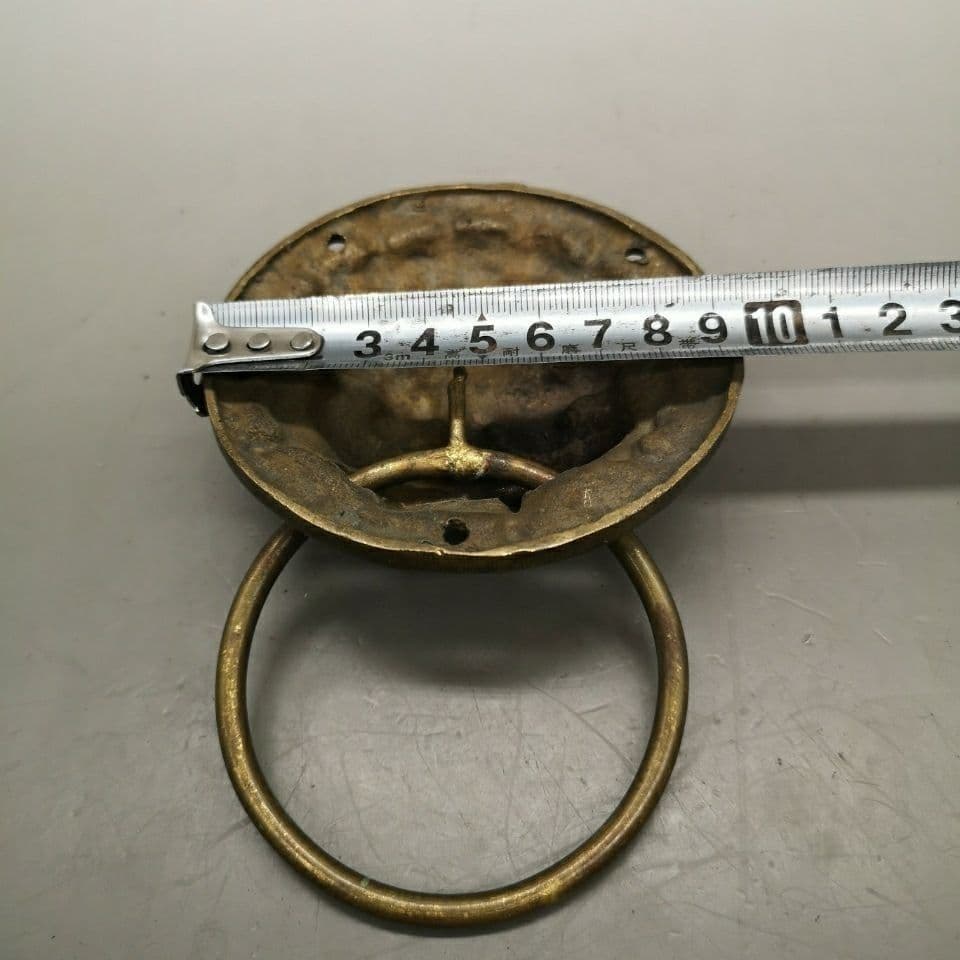 銅器 獣頭門環 獅子頭大門ノブ木戸門引環一対 装飾品 工芸品 置物