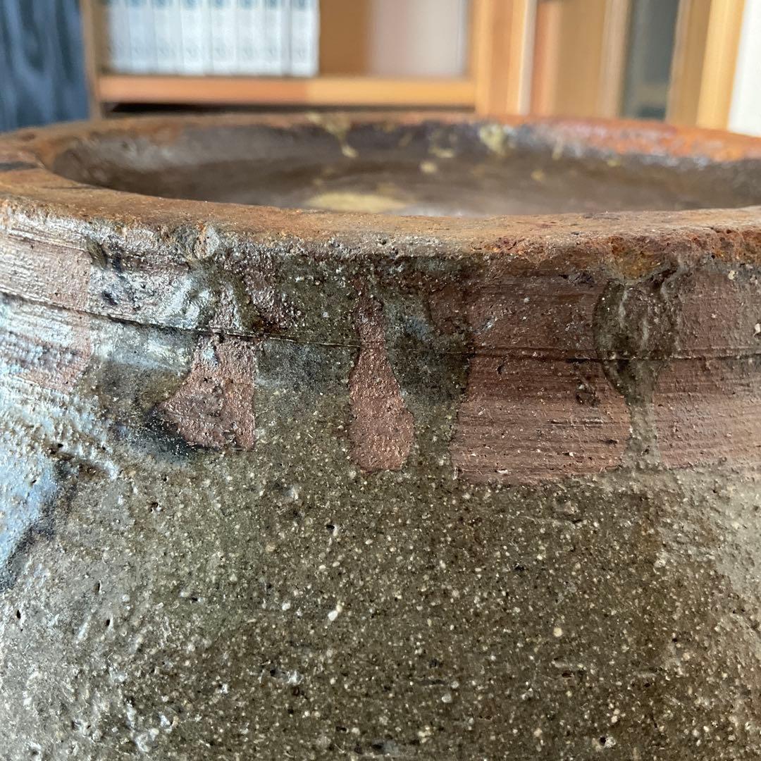 信州松代焼 初期松代焼天王山窯屋号入甕 江戸時代中期(文化文政