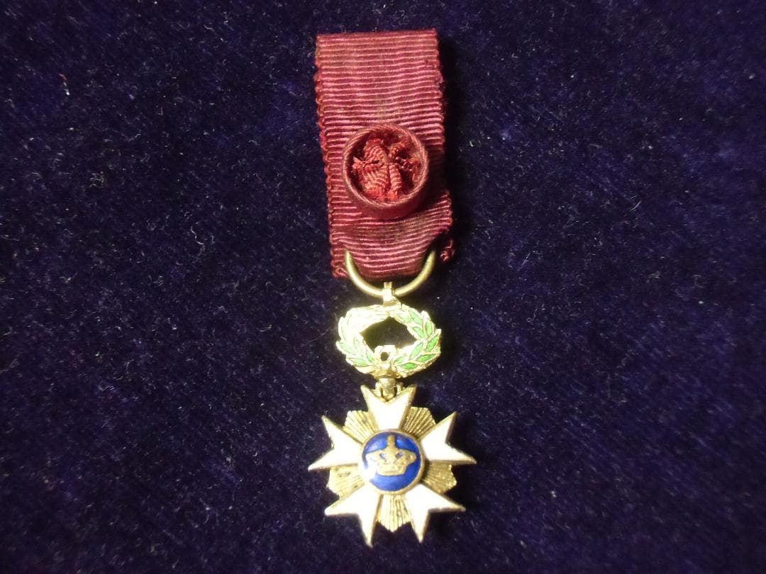 ＢＥベルギー軍＊王冠勲章＊将校級＊ミニチュア勲章（実物）