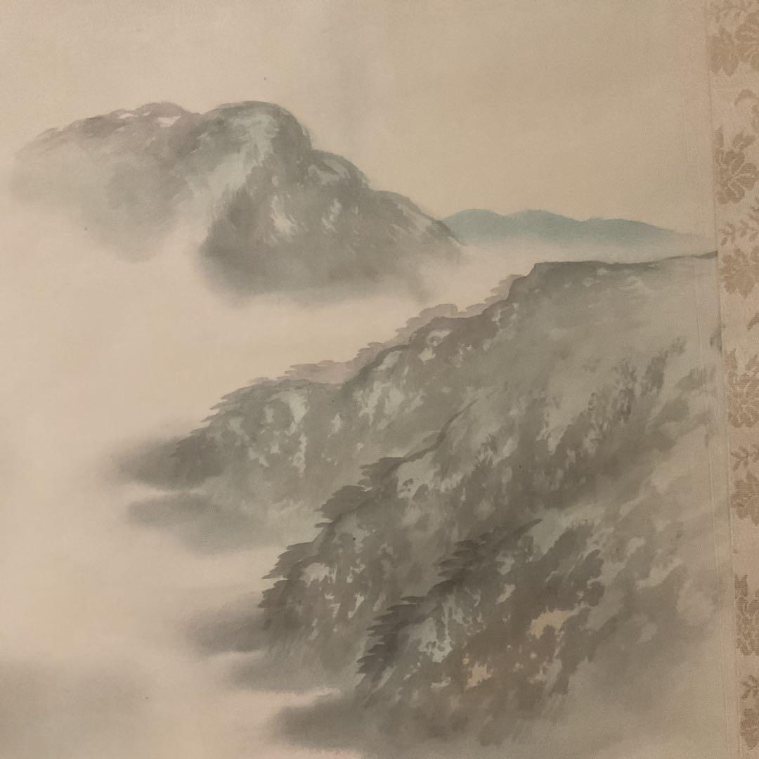 三 渓 筆 【 絹本彩色画 山水画 】 山間部を流れる渓流