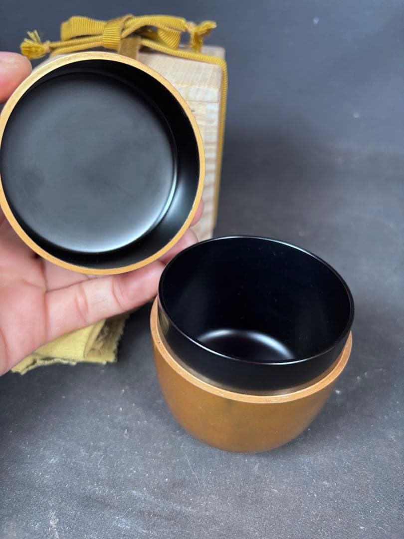 送料無料 近江八景 平棗 金蒔絵 輪島塗 名工 福久清一 蒔絵 漆器 茶道具