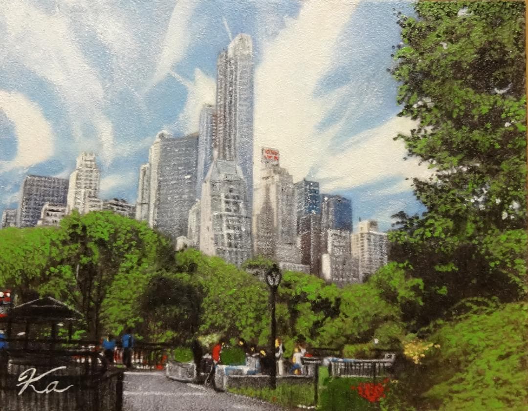上鈴木正一 油彩画 0号『セントラルパークからの眺め』ご予約作品です!!