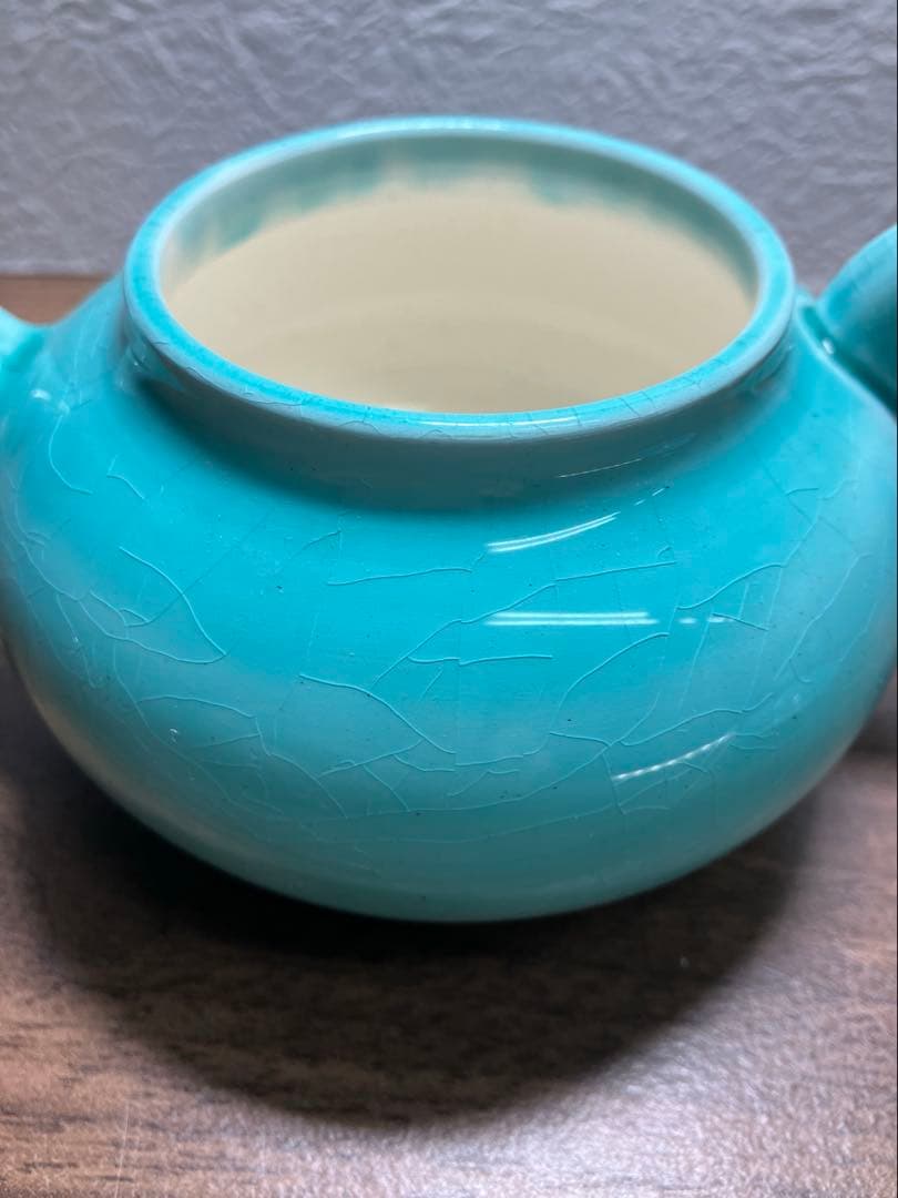 珉平焼 青釉 ティーポット 急須