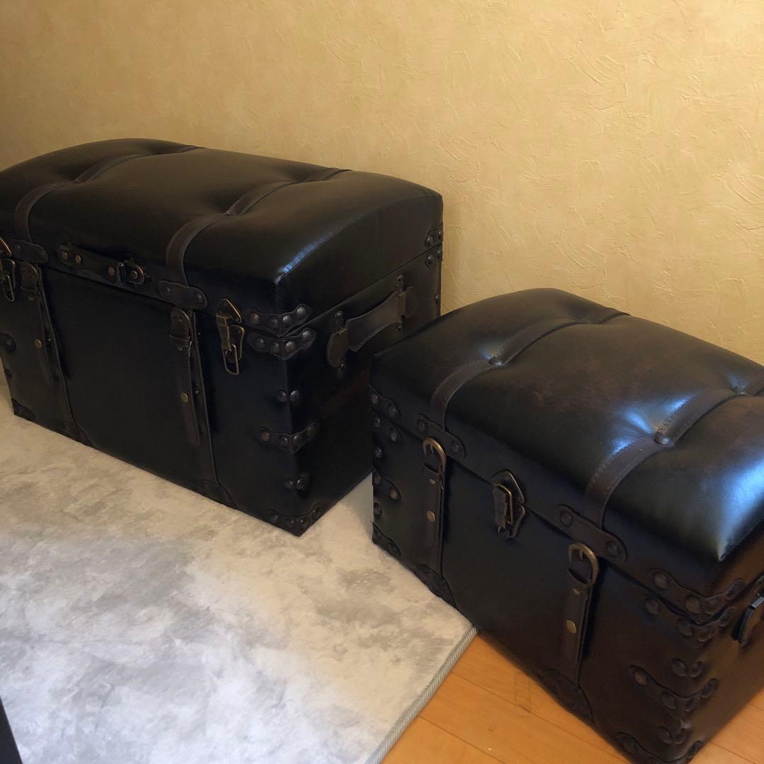 大型アンティーク宝箱スツールセット