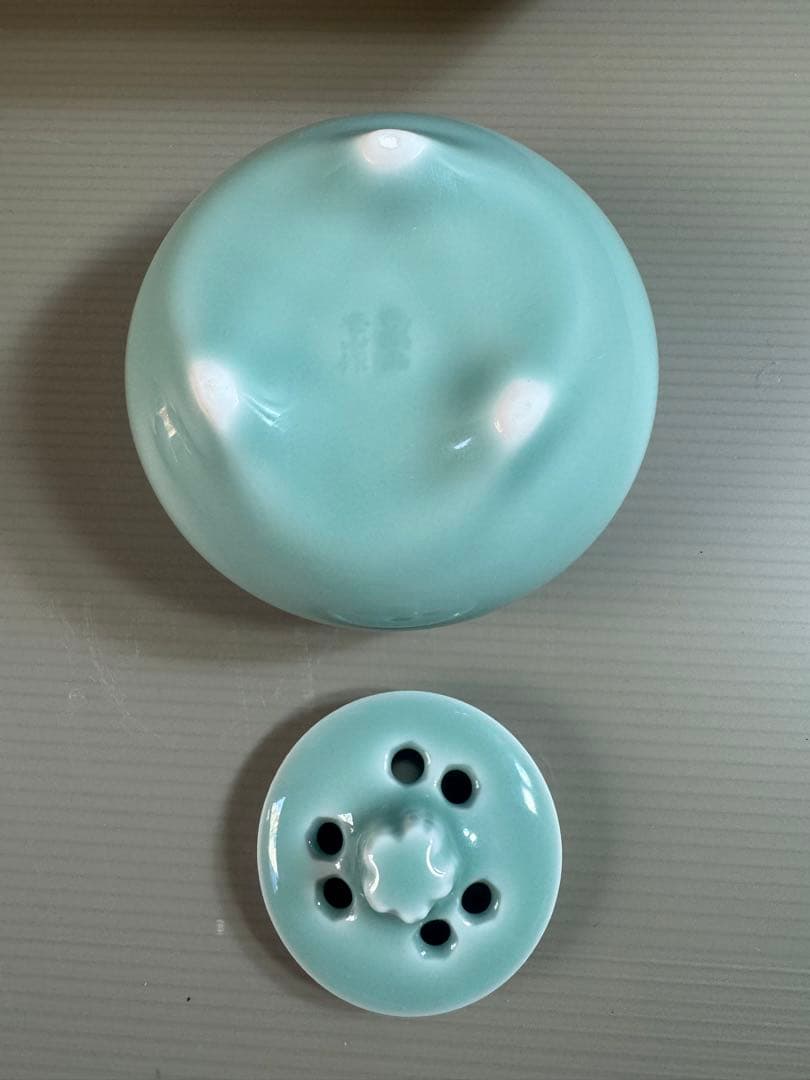 1546 鍋島焼　青磁　香炉　2客　未使用