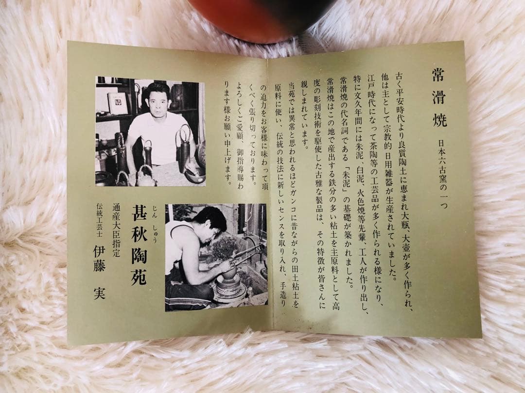 伝統工芸士：伊藤実（甚秋）作　一輪生　常滑焼 共箱・共布栞付き 高２５ｃｍ