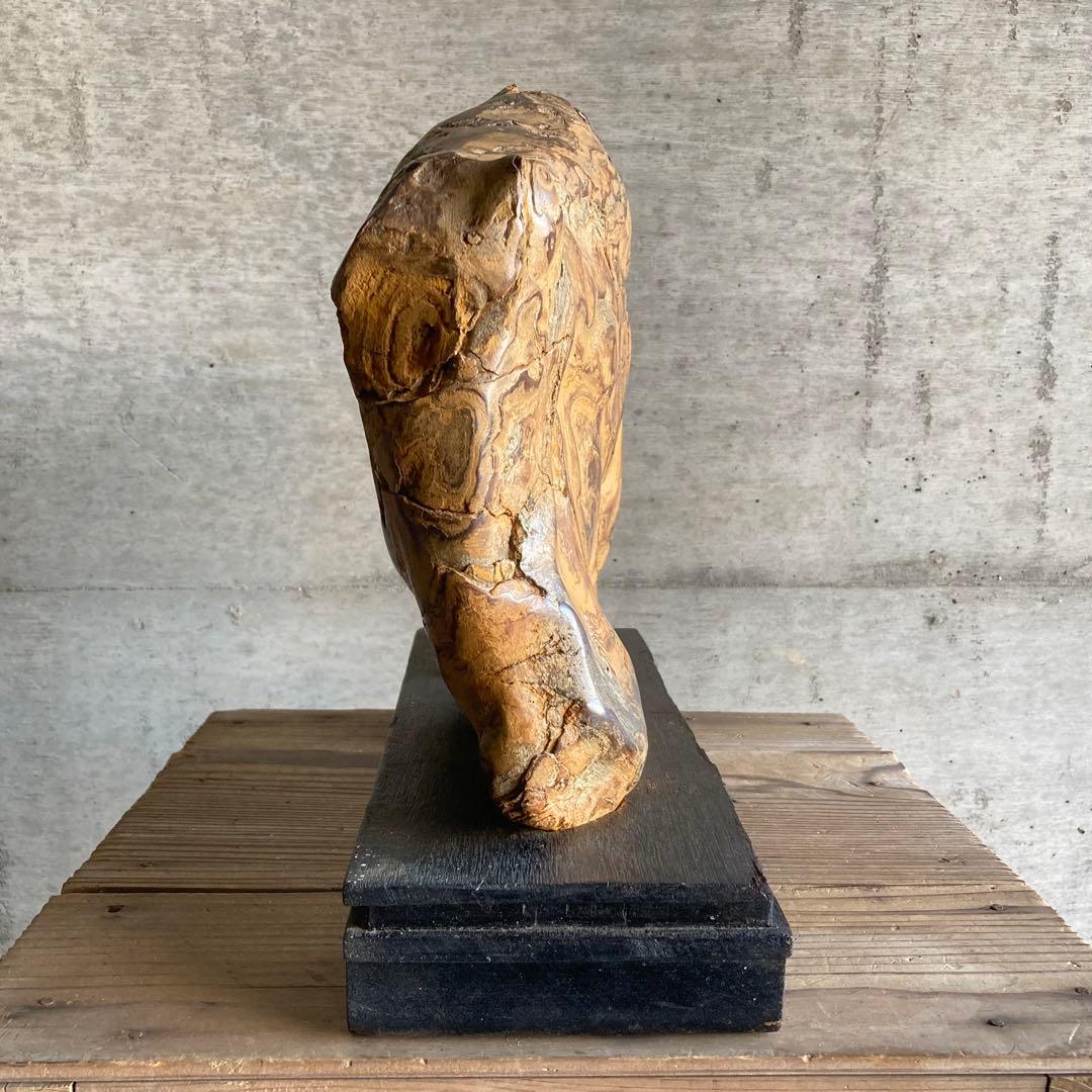 木化石 珪化木 天然 大型 置物 オブジェ 花器 フラワーベース 台座付