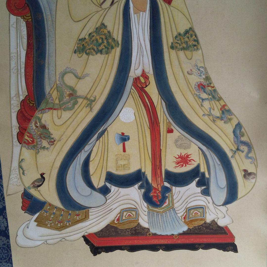 掛軸 中国 唐書 三國志 関羽天図 n20