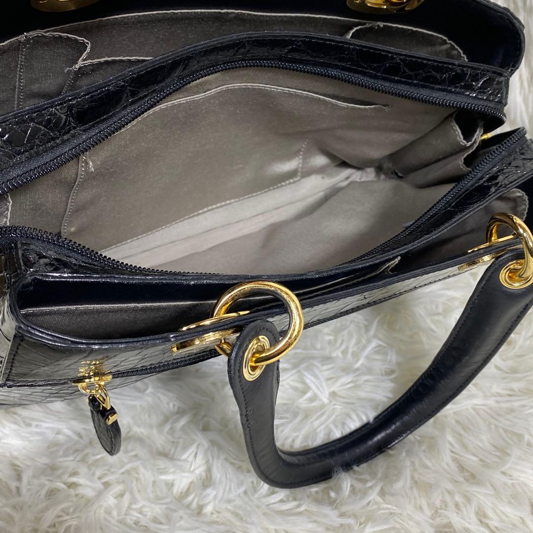 『sanpo』JRA シャイニングクロコ ハンドバック