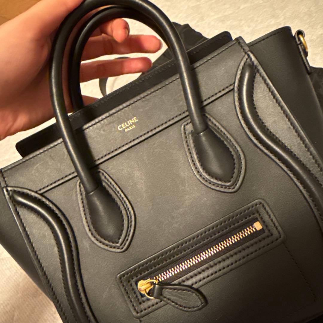 セリーヌ　ナノラゲージ　ブラック　スムーススキン　ゴールド金具