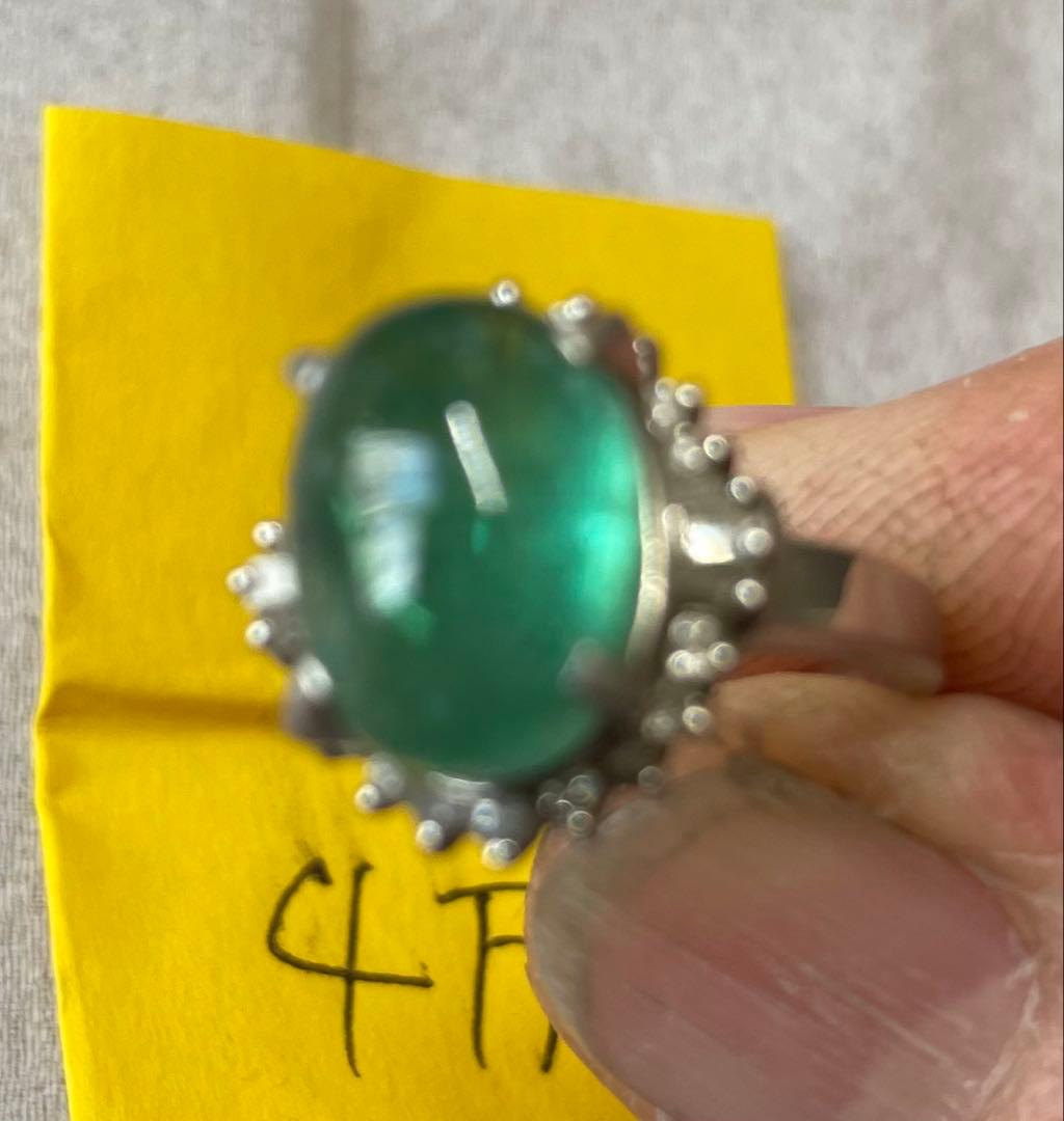 プラチナ　リング　緑