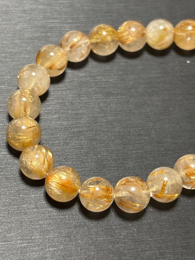 【特価】ゴールドルチル　内径16 9.2ミリ玉　パワーストーンブレス　天然石⑩