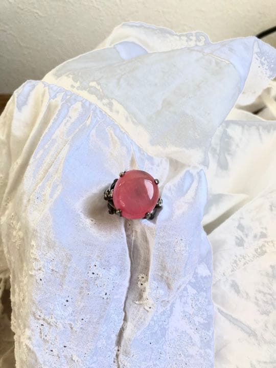 ビンテージ オーダーメイド リング ピンク 瑪瑙 アンティーク シルバー