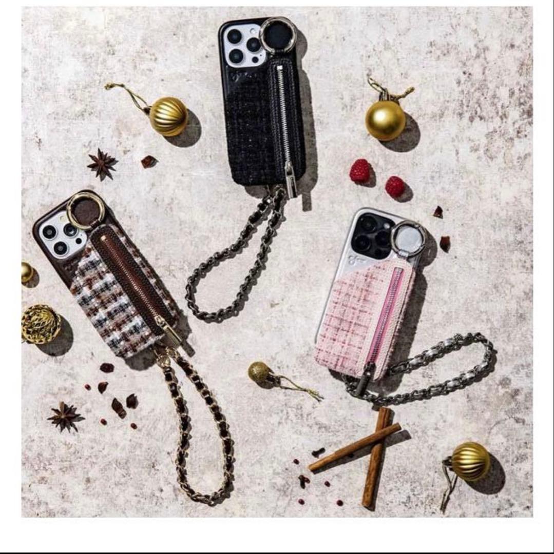 ajew ブラウン iPhoneケース チェーン付き - メルカリ