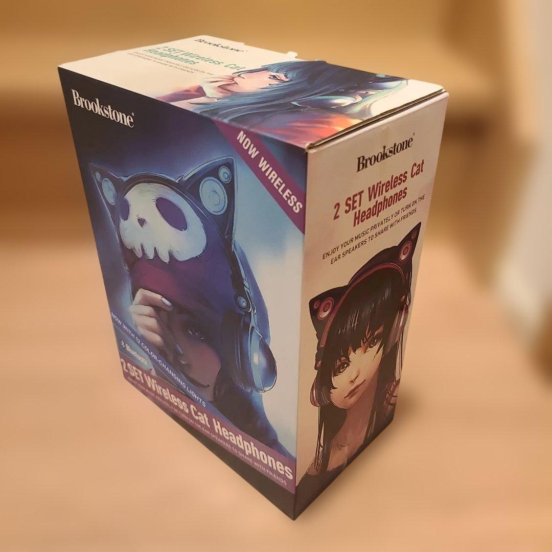✨希少✨Brookstone 8色に光る！ネコ耳ワイヤレスヘッドフォン