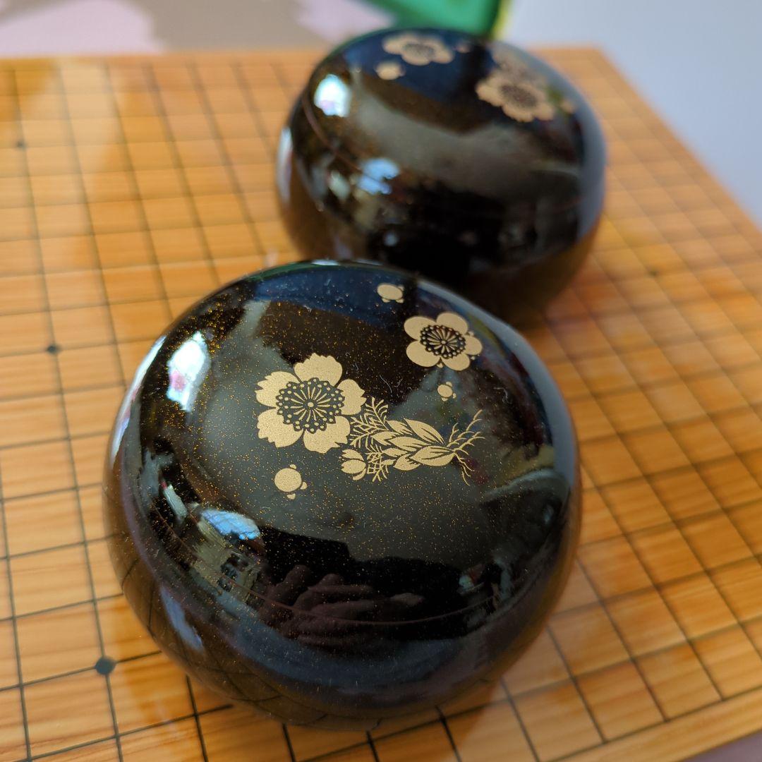 漆芸基盤　柳山作　碁盤碁石入れセット　ミニサイズ