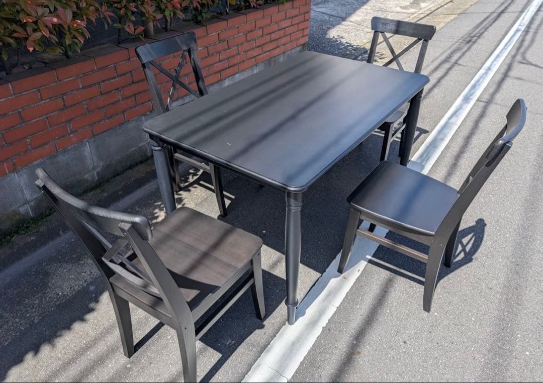 adl almira 　IKEA ダイニング5点セット　4人掛け　ブラック