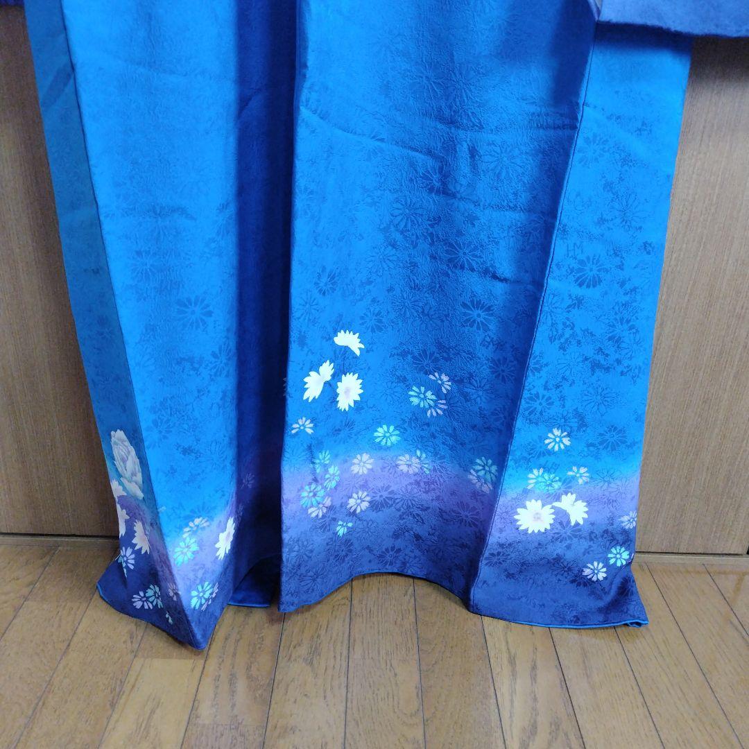 振袖5点セット 正絹 青色 HANAE MORI 成人式