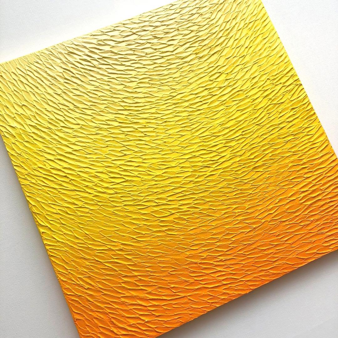 テクスチャーアート・海　サンセット＊キャンバスアクリル画オーシャン黄色絵画原画
