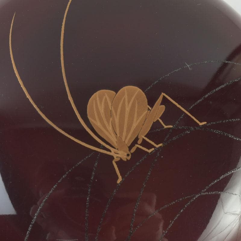 茶道具　武司作　鈴虫蒔絵　内金溜　香合　共布共箱　V　9517