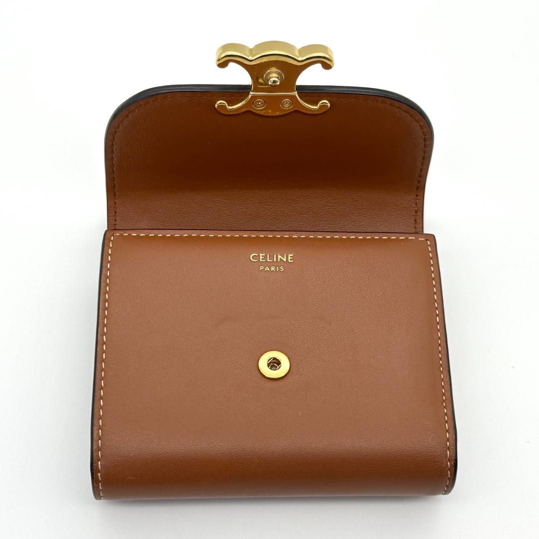 【極美品】セリーヌ　トリオンフ　スモール フラップウォレット 折財布　ブラウン