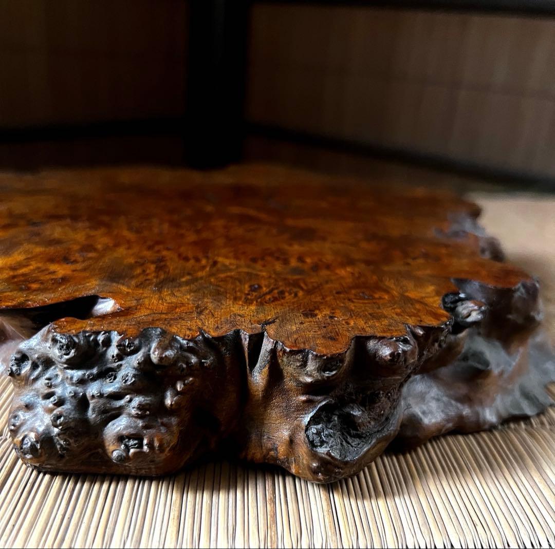 とろり古木 小型 花梨 玉杢 葡萄杢 瘤 花台 香台 盆栽台 平台