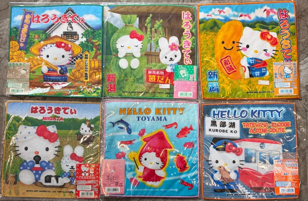 【希少】ハローキティ ご当地ハンカチ 91枚セット 未使用 平成レトロ