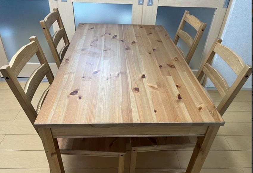 IKEA　ダイニングテーブルセット　椅子4脚　天然木【引き取り歓迎】