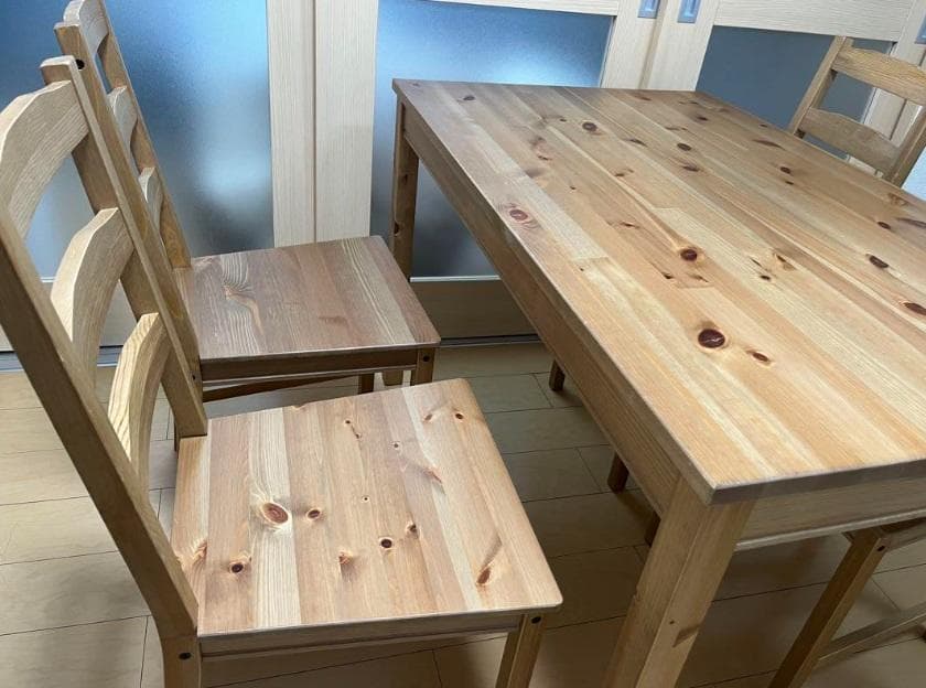 IKEA　ダイニングテーブルセット　椅子4脚　天然木【引き取り歓迎】