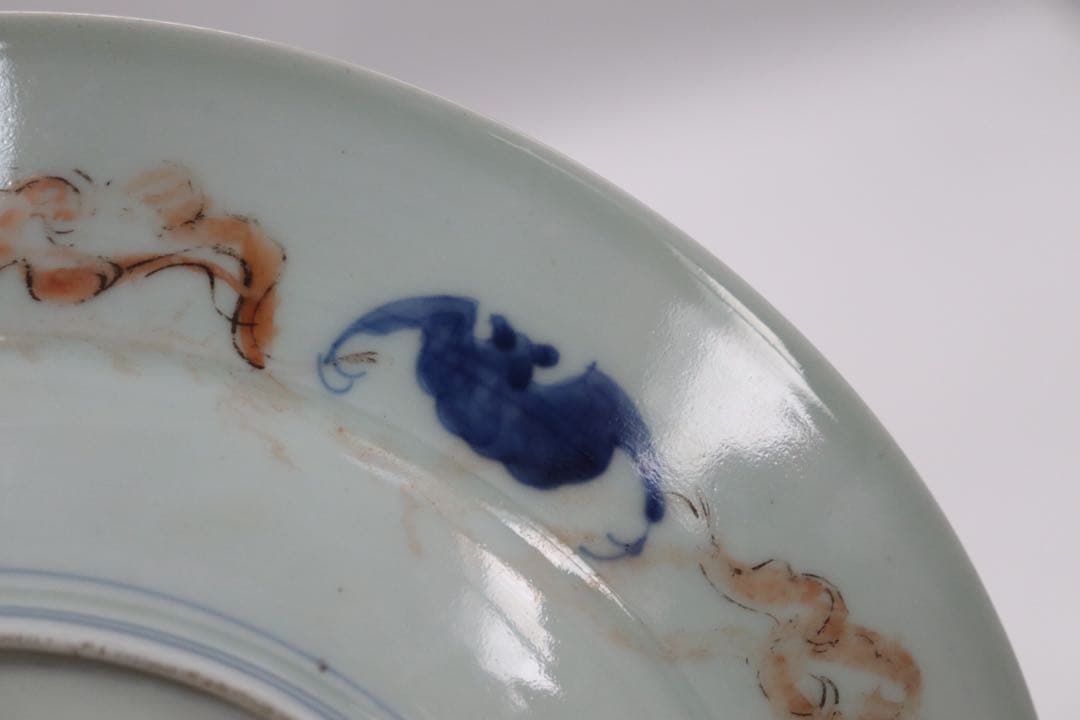 江戸　伊万里錦絵　大皿　蝙蝠　アンティーク　送料込み1006