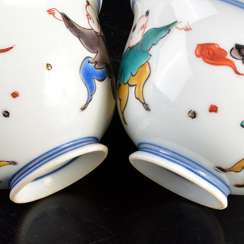 九谷焼 堀江青光作 色絵唐子文 波出茶碗 10客 共箱 V 6232Cの通販はau