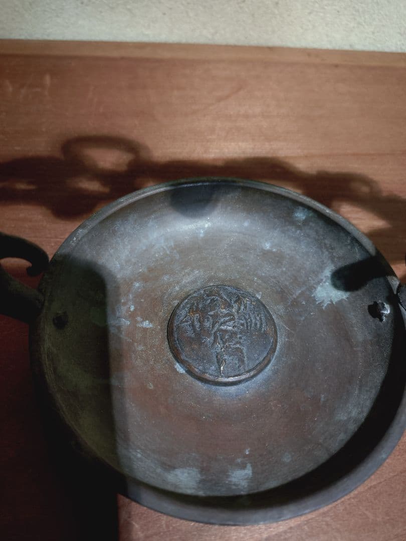 銅製 吊るし 蓮弁紋 灯火器一対 花器 花入れ 古道具 古民具 行