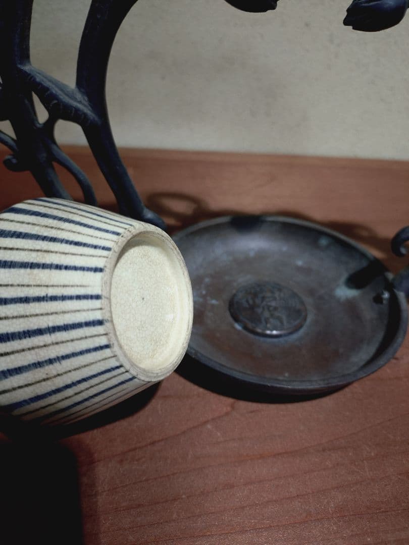 銅製 吊るし 蓮弁紋 灯火器 花器 花入れ 古道具 古民具 行燈