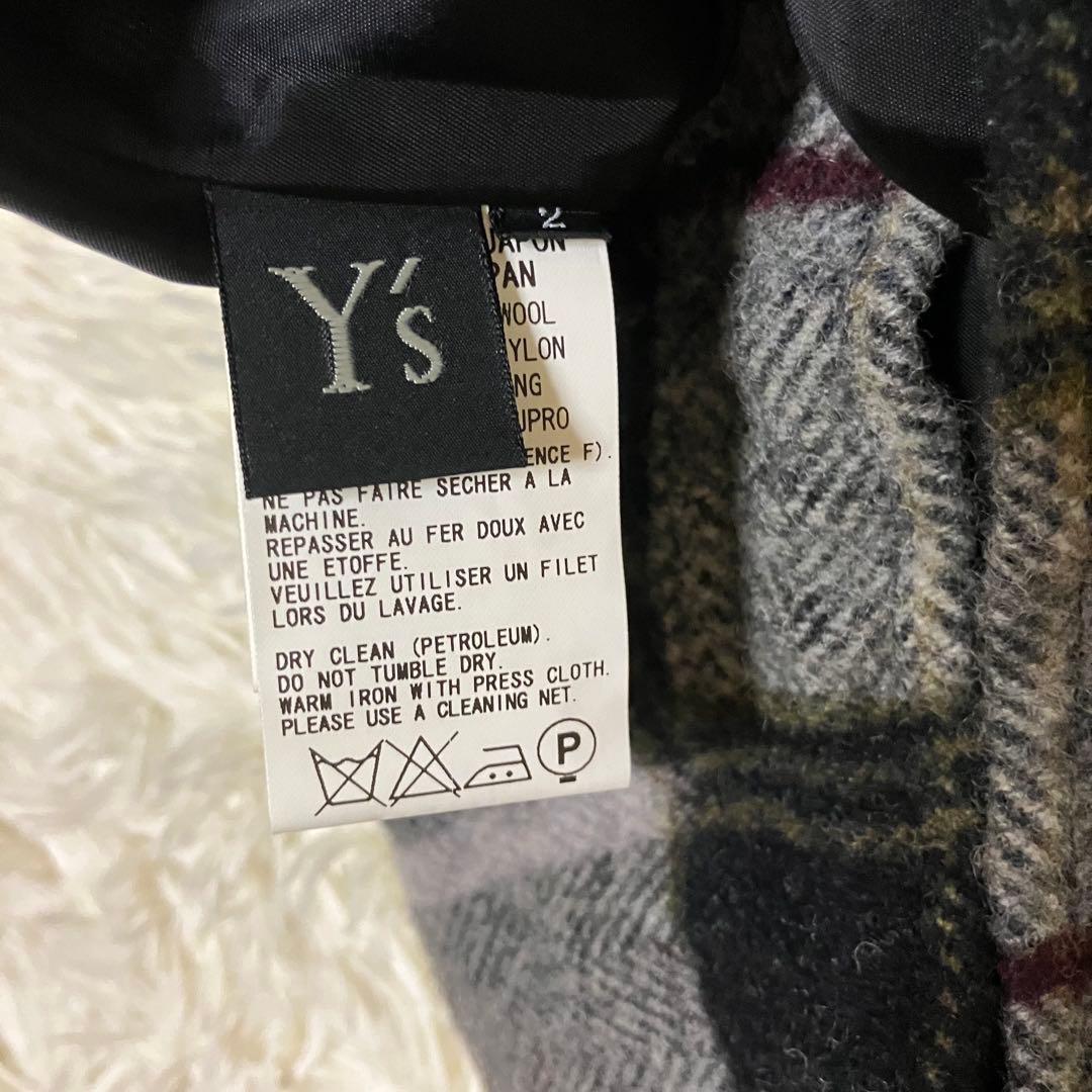 ワイズ　チェック　アシンメトリー　サルエル　パンツ