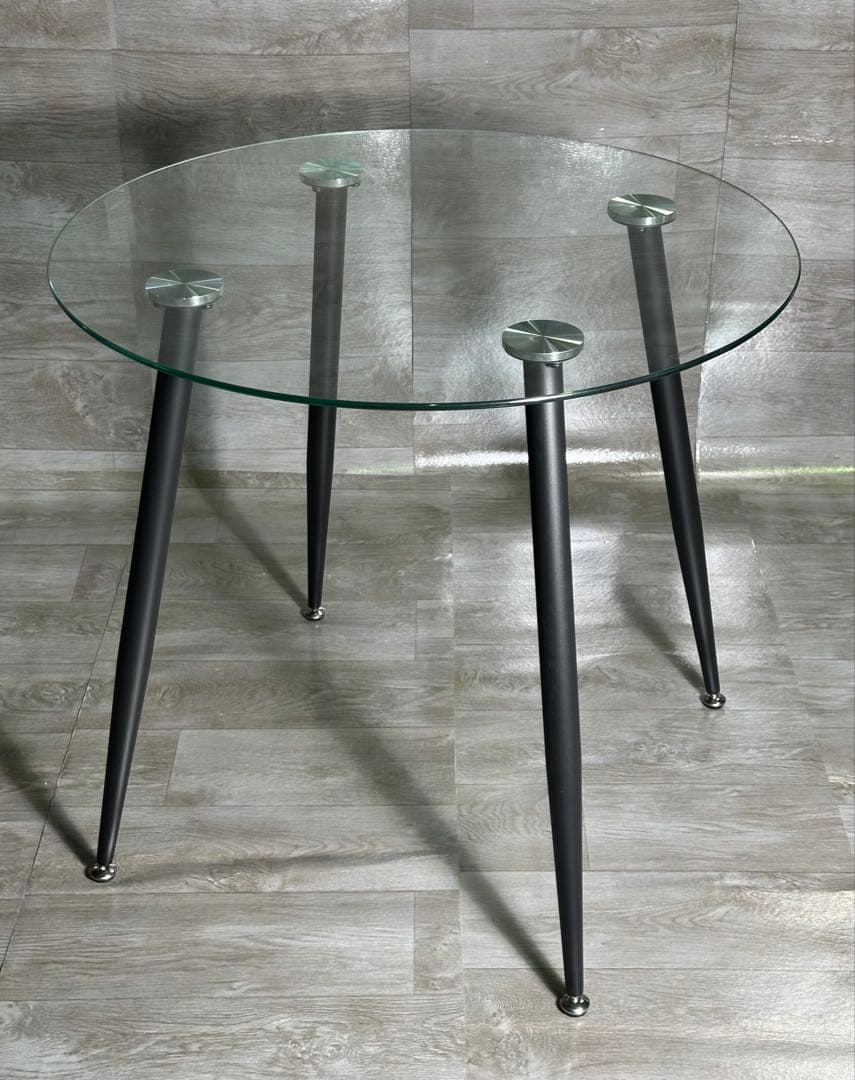 丸テーブル オシャレ 強化ガラス テーブル ラクラク組立 新品 未使用品