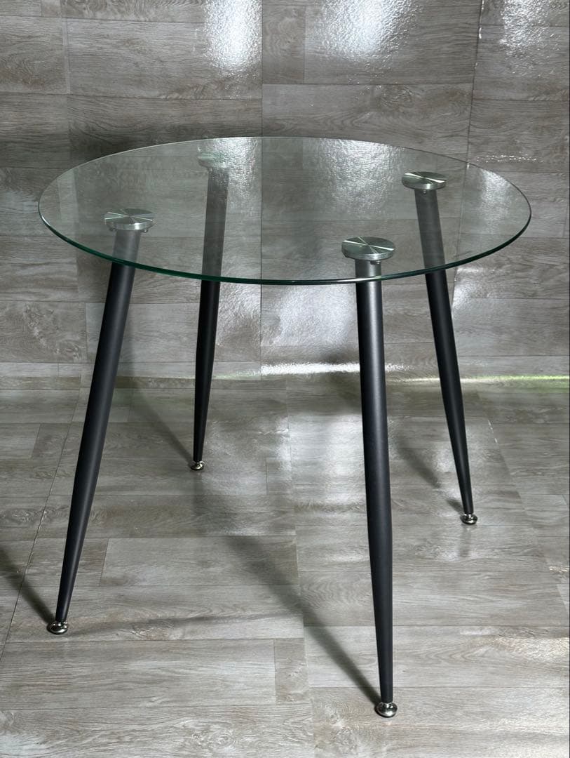 丸テーブル オシャレ 強化ガラス テーブル ラクラク組立 新品 未使用品