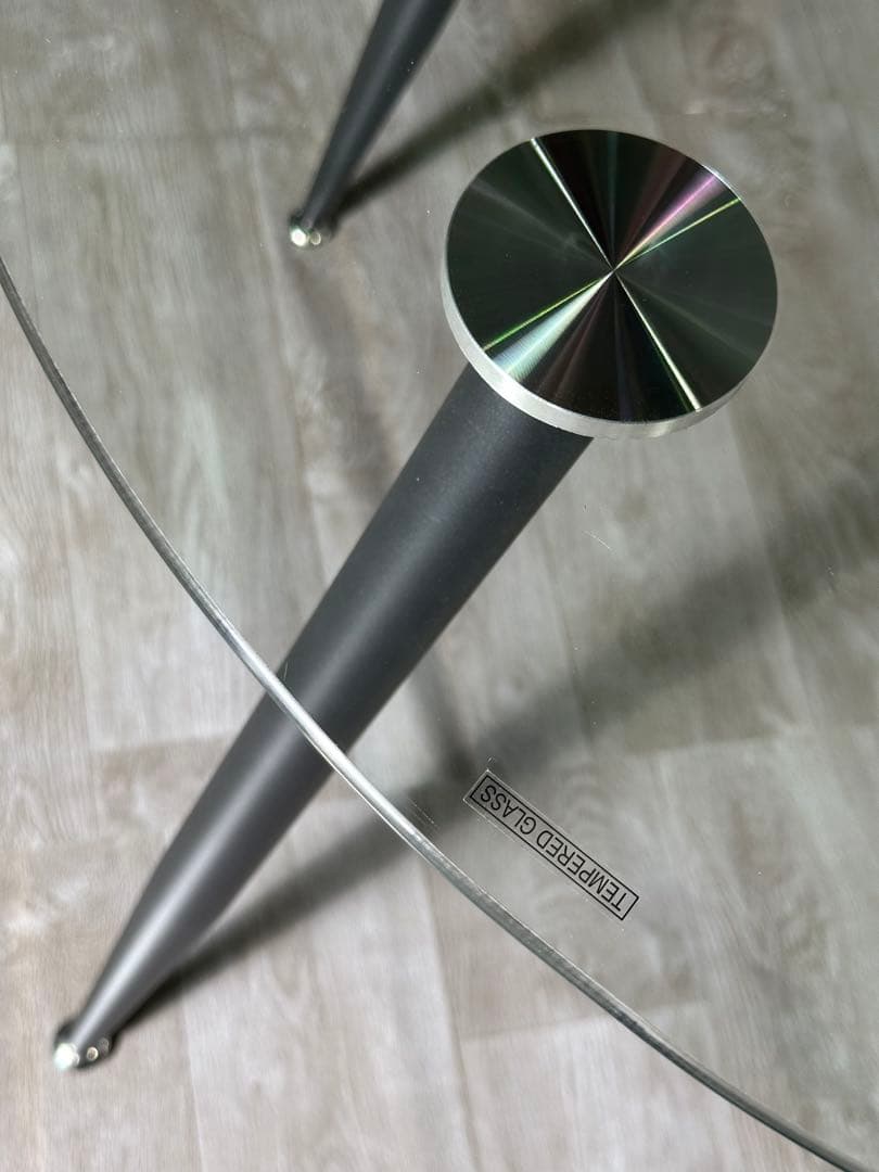 丸テーブル オシャレ 強化ガラス テーブル ラクラク組立 新品 未使用品