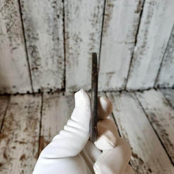 楕円 鉄地 金象嵌 百足図 鍔 変り笄穴 刀鍔 無銘 刀装具 太刀金具 日本刀