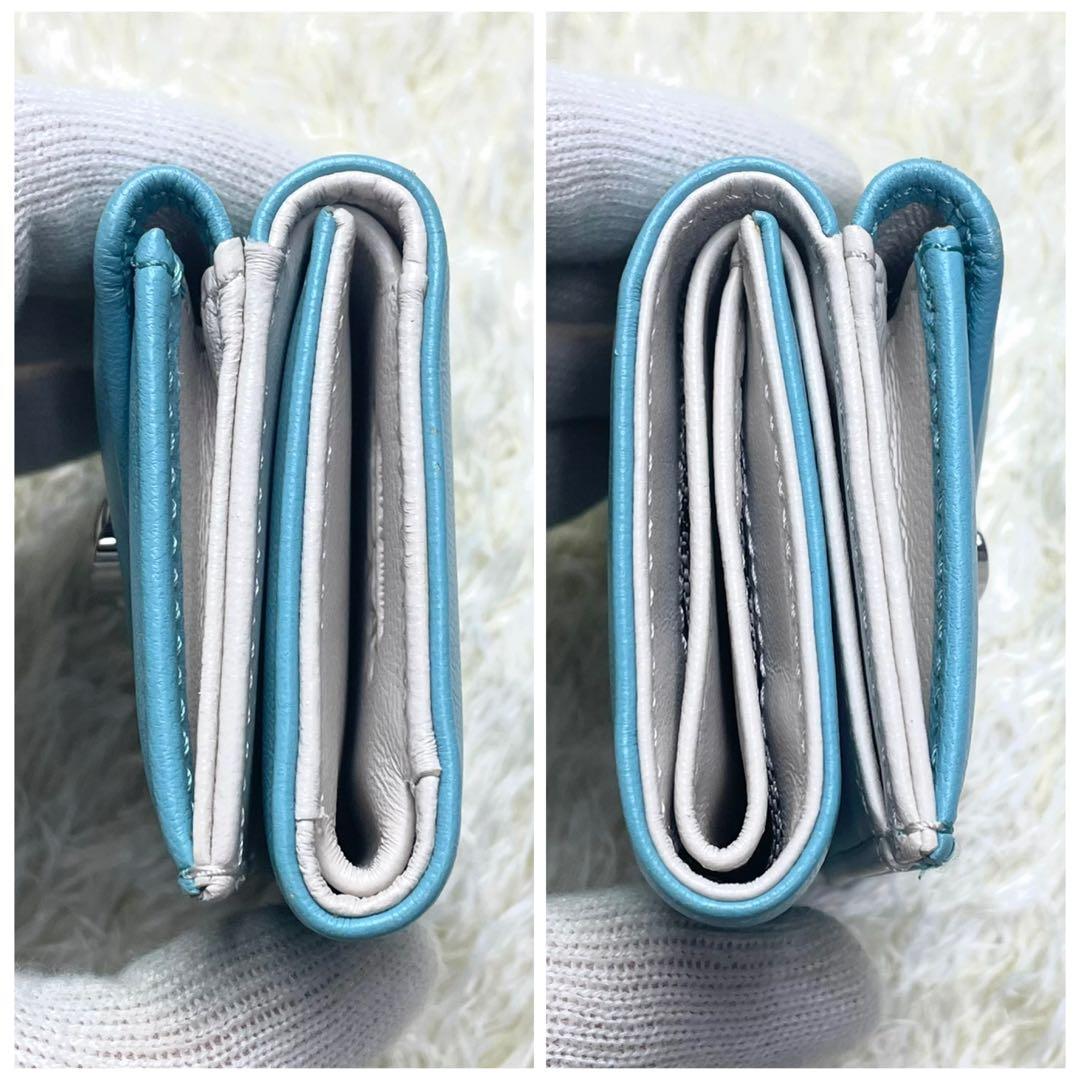 未使用に近い ヴィヴィアンウエストウッド 折財布 ブルー 三つ折り財布