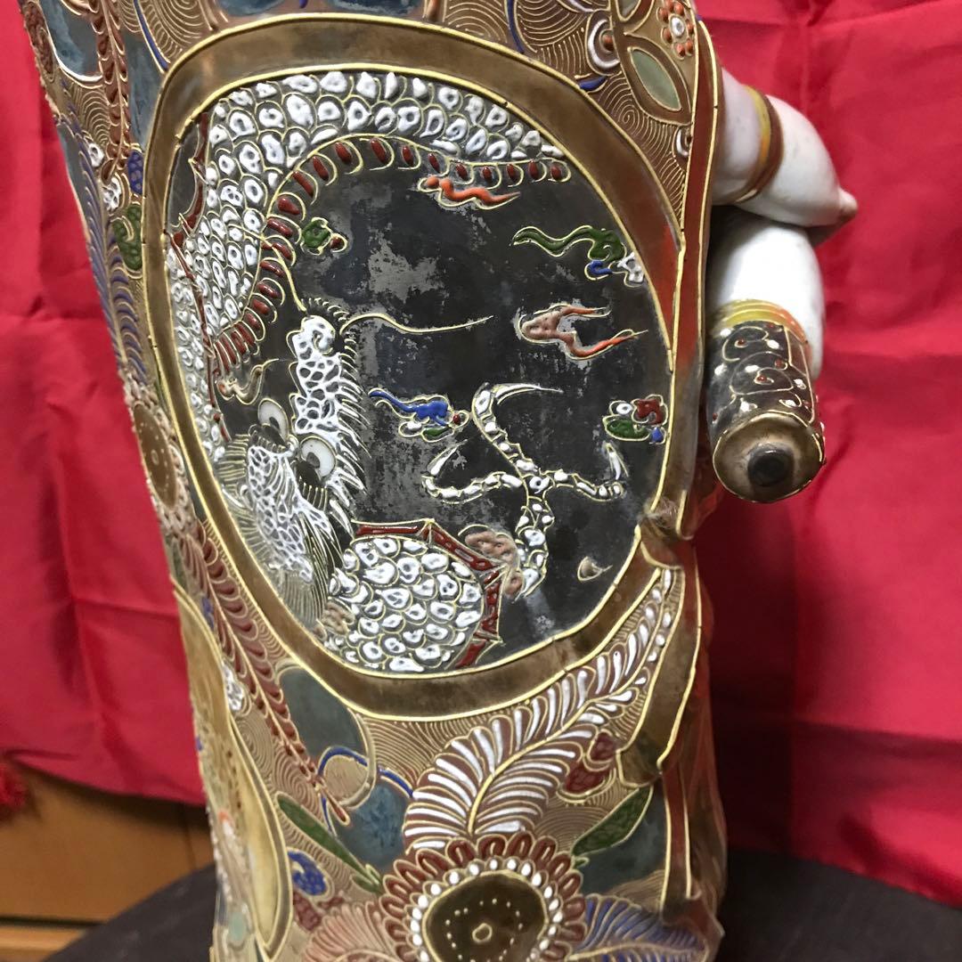 開運‼️美術 骨董品 工芸品 九谷焼 ‼️縁起置物 ♧大型観音立像 守護