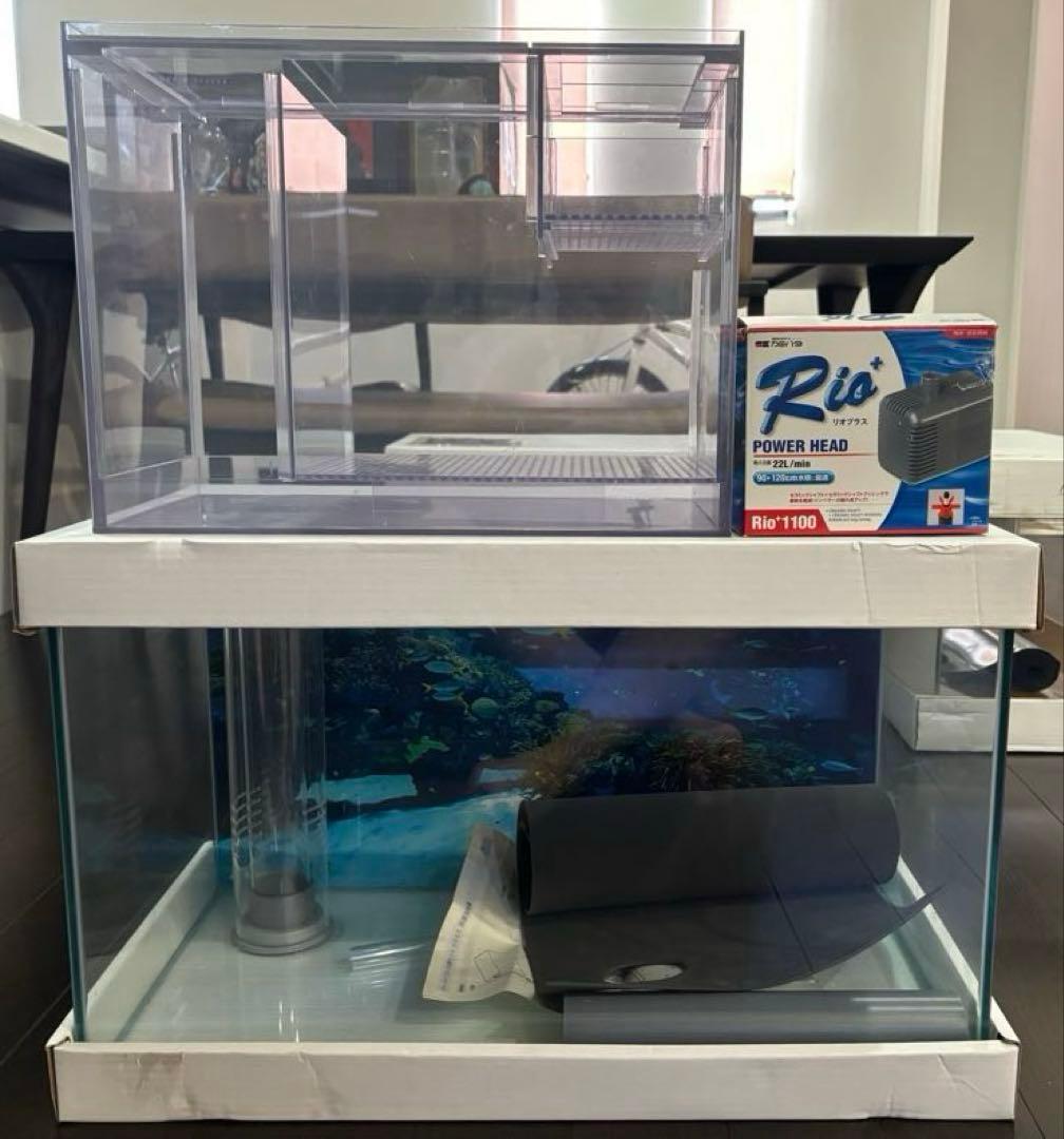 クロミス オーバーフロー水槽60x30x36,アクリル濾過槽,Rioポンプ クロミス オーバーフロー水槽60x30x36,アクリル濾過槽,Rioポンプ