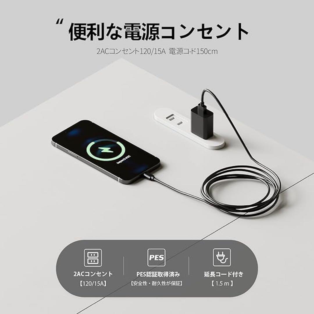 ホワイト L字型パソコンデスク LEDライト付き