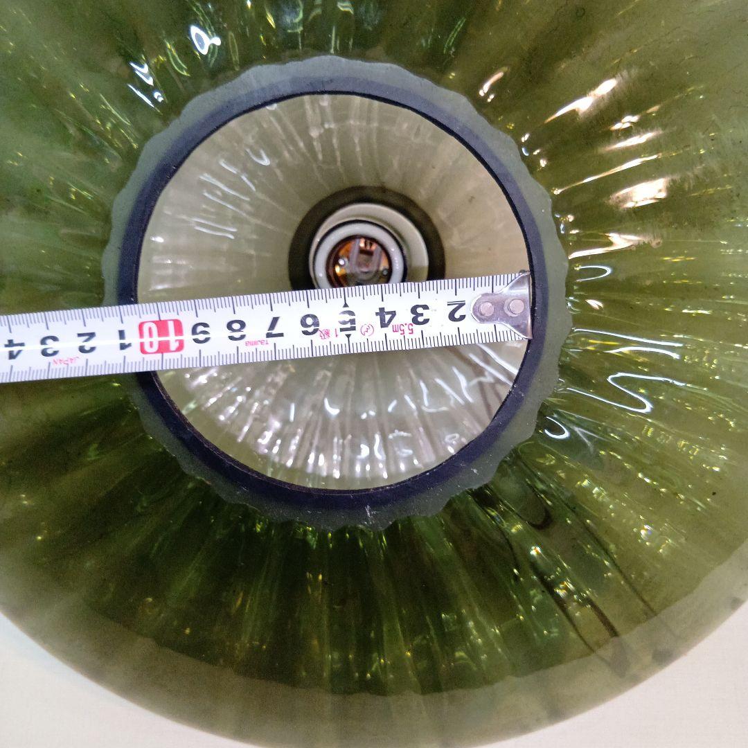 ランプシェード 緑色ストライプガラスディフューザー アンティーク