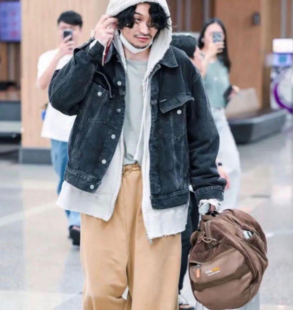 トップス ANCELLM layered zip up hoodie