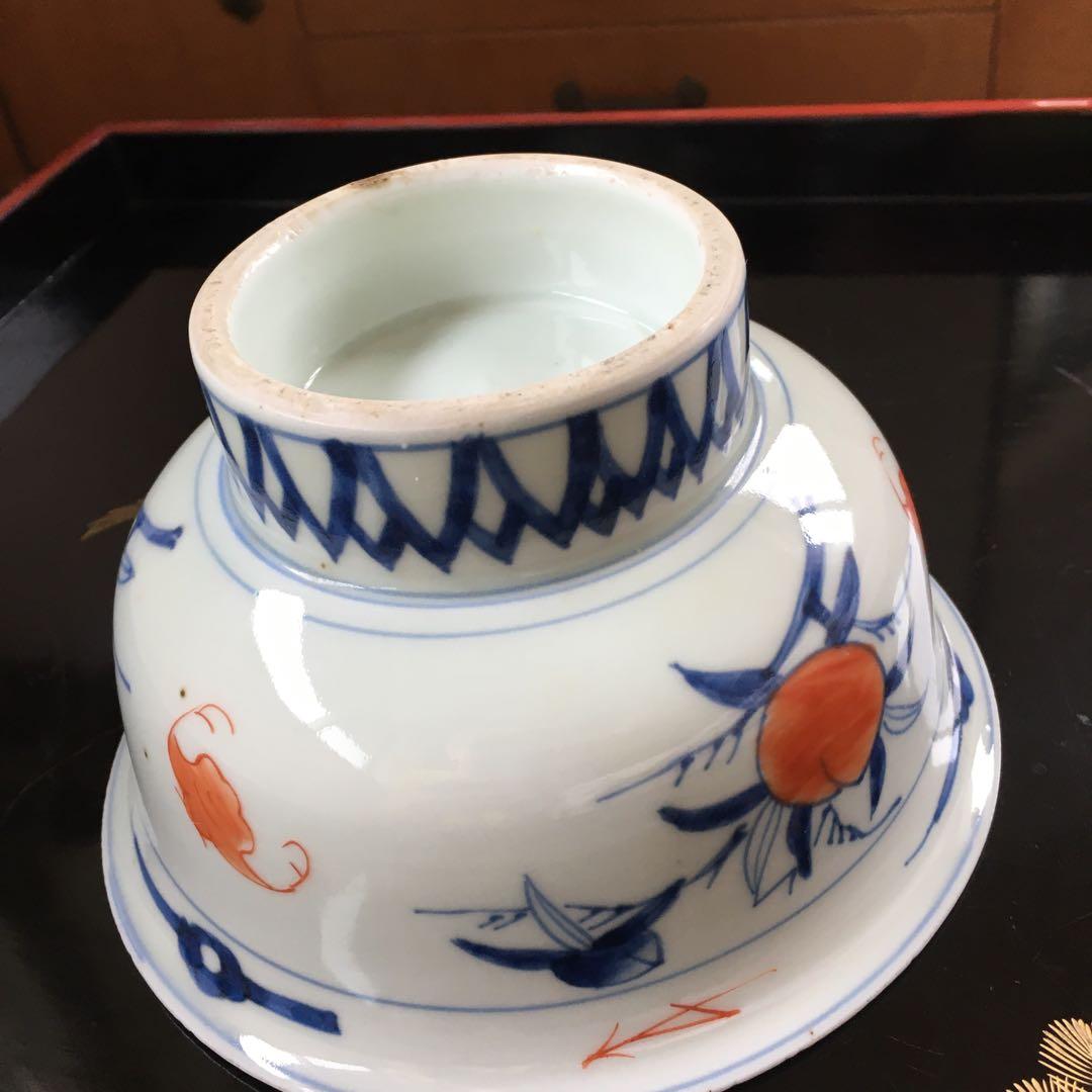 古伊万里 金彩色絵 菊唐草、瓔珞文、桃の図 三つ組鉢 - メルカリ