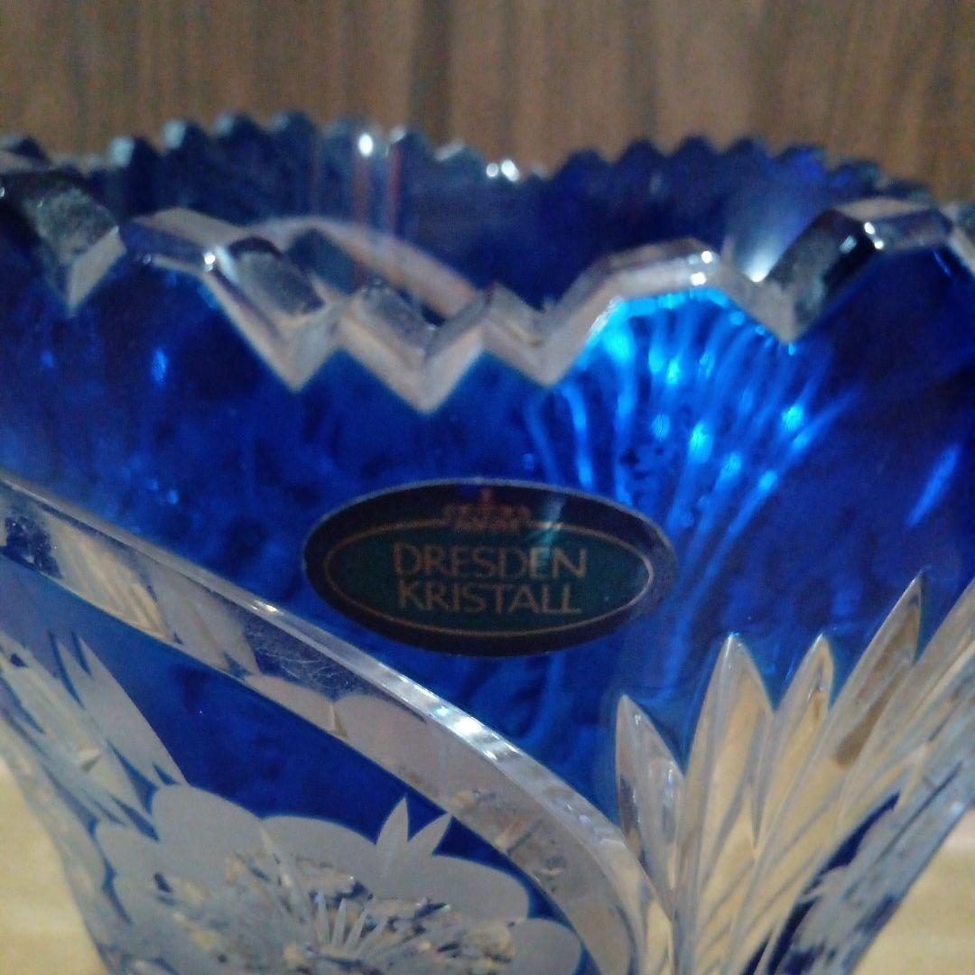 DRESDEN KRISTALL ドイツ製 花瓶 ドレスデンクリスタル ブルー 色被