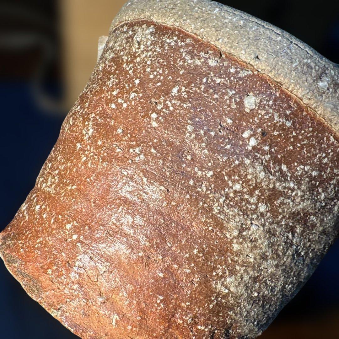 澤清嗣作 信楽焼 信楽鬼桶水指 陶器 水差し 茶色 筒形 木箱